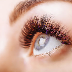 Close-up of full volume eyelash extensions