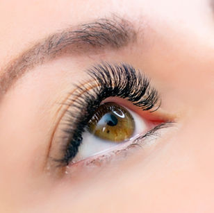 Close-up of full eyelash extensions